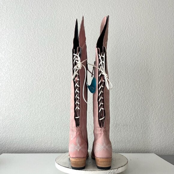 Lane LEXINGTON Over the Knee Womens Cowboy Boots 7.5 Pink Western Cowgirl Tall - Picture 3 of 16